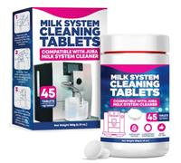 [45 Count, 180g Bottle] Milk System Cleaning Tablets for Automatic Coffee Machines - Compatible with Jura Automatic Coffee Machines - Includes Cleaning, Descaling Tablets, and Milk System Cleaner