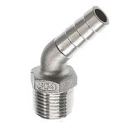 45 Degree Elbow Connector, 1/2" Male Thread to 8mm 10mm 12mm 15mm 20mm 25mm Hose Barb Elbow Stainless Steel Pipe Fitting, 1PCS(1/2"-25mm)