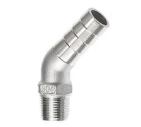 45 Degree Elbow Connector, 3/8" Male Thread to 6 mm 8 mm 10 12 15 mm Hose Barb Elbow Stainless Steel Pipe Fitting, 1PCS(3/8"-10mm)