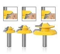 45 Degree Lock Miter Router Bit, 3Pcs Tongue and Groove Set, Wood Milling Cutter Woodworking Tools Stock Joint Router Bit Wood Cutting Tool,1/2" Shank