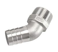 45 Degree Stainless Steel Hexagonal Elbow Connector - Male to Hose Barb - 1PC(DN15x25mm)