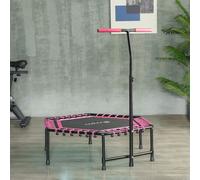 SPORTNOW 45" Fitness Trampoline with Adjustable Handle, Mini Trampoline for Adults with LED Lights, Bungee Rebounder for Indoor Exercise Workout, Max Load 220lbs, Pink