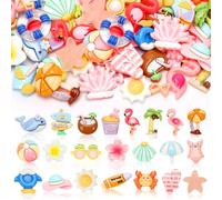 45 Glow-in-the-Dark Halloween Mini Figurines, for DIY crafts, party favors, outdoor decor, and dollhouse accents.(Summer Color)