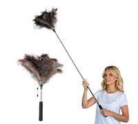 45 Inch Ostrich Feather Duster, Reusable Ostrich Feather Duster Extendable Dusting Tool, Fluffy Natural Genuine Feathers, Cleaning Supplies for Cleaning Ceiling Fan, Pendant Lamp, Blinds,Furniture,Car