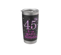 45 It's My Uncle's Birthday Pink Crown 45 Years Old Stainless Steel Insulated Tumbler
