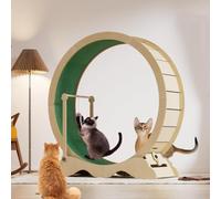 45" Large Cat Exercise Wheel - TPE Silent Spinner, Detachable Carpeted Runway & Lock, Scratching Pad, Playing Ball/3-Level Jumper, Indoor Treadmill Cat Exercise Wheels