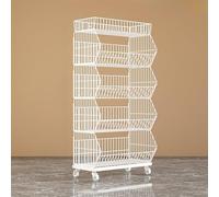 45 Layer Market Vegetable Cart with Wheels FreeStanding Carbon Steel Display Rack for Fruits & Veggies Potato Chip Holder Mobile Retail Organizer