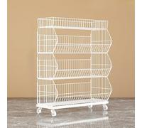 45 Layer Market Vegetable & Fruit Cart FreeStanding Display Rack with Wheels Carbon Steel Retail Shelf Versatile Organizer for Potatoes & Chips Ideal for Farmers' Markets