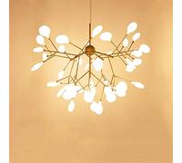 45-Lights LED Chandelier Creative Firefly Leaf Pendant Lamp Postmodern Design Perfect for Living Room Bedroom Restaurant - Gold & Tricolor Lighting