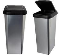 45 Liter 45 Litre 45L SILVER IML TOUCH & LIFT RECTANGLE SWING KITCHEN WASTE RUBBISH RECYCLE BIN