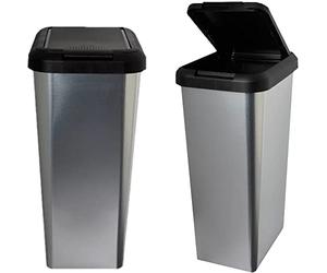 45 Liter 45 Litre 45L SILVER IML TOUCH & LIFT RECTANGLE SWING KITCHEN WASTE RUBBISH RECYCLE BIN