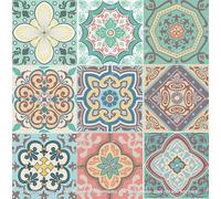 45 Mixed Pastel Pink Green Kitchen Bathroom Tile Stickers Transfers 6 x 6 inch 15 x 15cm Tiles DIY Stick On Wall Peel N Stick 6 by 6 inch Stickers 4 x4 6x6” (Mixed Pastel Modern, 10 cm x 10cm)