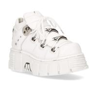 (45) New Rock 106N-S8 White Leather Gothic Ankle Boots
