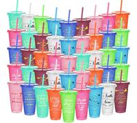 45 Pack Bible Verse Cups, 24oz Christian Tumbler Bulk Inspirational Plastic Glitter Cups with Lids and Straw Religious Appreciation Tumbler for Christian Gift Thanksgiving Easter