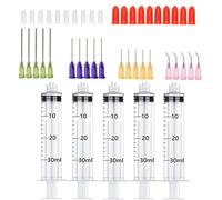 45 Pcs - 30ml Syringes with 14ga, 20ga,21ga, 23ga Blunt Tip Needles With Syringe Caps and Needle Caps for Refilling and Measuring Liquids, Oil or Glue Applicator