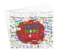 45 Pcs Bible Verse Coloring Placemats Disposable Paper Table Mats Inspirational Scripture Crafts for Kids Teens Adults Sunday School Activities Party Favors Classroom Supplies Bulk