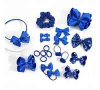 45 Pcs Girls Hair Accessories Set, Cute Glitter Hair Bows Clips & Headbands with Scrunchies, Complete Hair Kit for Girls as Birthday Gifts Party Favors （Blue）