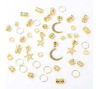 45 PCS Gold Hair Accessories Seashell Loc Hair Jewelry for Women Braids Baroque Sun Dreadlock Beads Starfish Braids Rings Shell Hair Cuffs Summer Beach Decoration,Style1