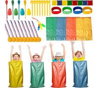 45 Pcs Potato Sack Race Bags Kit Include Potato Sacks 3-Legged Race Bands Bean Bag Whistles Outdoor Tent Nails Relay Race Games Party for Kids Adults Field Day Family Birthday
