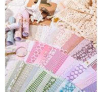 45 Pcs Scrapbook Paper Set, 3 Styles of DIY Handmade Textured Paper, Mesh Fabric Mixed Material Scrapbooking Supplies, 7.1x5.2 Inches Aesthetic Craft Decorative Paper, for Diary/Card/DIY Projects