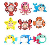45 PCS Summer Fish Ocean Animal Cutouts - 9 Adorable Designs, Classroom Sea Life Cutouts with Photo Frame Space for Bulletin Boards, Under The Sea Party Decor, DIY Crafts,Kids Handmade Cards