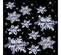 45 Pieces Crystal Snowflake Ornaments Clear Acrylic Snowflake Christmas Xmas Tree Hanging Pendants for Winter Theme Party Favors Supplies (Clear)