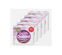 (45 Rolls (5 packs of 9)) Gentille Quilted Toilet Rolls 3ply Luxury Soft Strong Tissue
