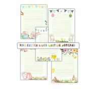 45 Sheets of Kids Easter Lined Writing Notepad: Letter Size Ruled Stationery, Cute Looking Paper Letterhead, Flyers & Party Invitation: 5 Unique Designs, 8.5 x 11 Inch