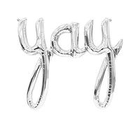 45" Silver "Yay" Script Foil Balloon 59776 from Northstar Balloons