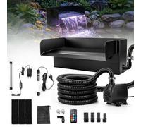 45 W Waterfall Pond with UV Clarifier and Remote Control RGB Lighting | 30 cm stainless steel waterfall set for various water feature variations, water feature garden decoration water cascade 3000L