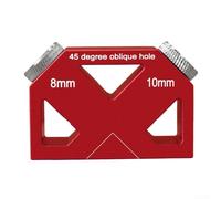 45° Wood Jointing Jig Metal Dowel Drill Guide with 8mm and 10mm Bore 45 Degree Bevel Mitre Hole Drill Guide for Wood Joining Techniques such as Log Tenon