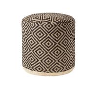 HOMESCAPES Black & Cream Aztec Style Jute Pouffe - 45 x 40 cm