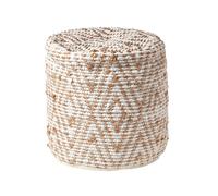 Sierra Natural Diamond Pattern Jute Circular Bean Filled Pouffe, 45 cm Homescapes Natural One Size