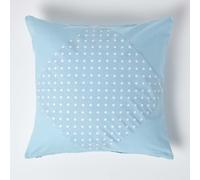 (45 x 45 cm, Blue Polka) Cotton Plain and Polka Dots Cushion Cover