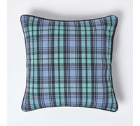 HOMESCAPES - 100% Cotton - Black Watch Tartan Check - Cushion Cover- 45 x 45 cm Square - 18 x 18 Inches - Scottish Green Black - 100% Cotton sofa Cushion Cover - Washable