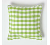 Homescapes Green Block Check Cotton Gingham Cushion Cover, 45 X 45 Cm