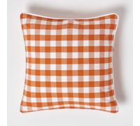 (45 x 45 cm, Orange) Block Check Cotton Gingham Cushion Cover