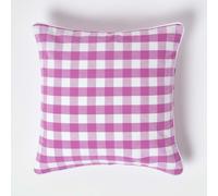 (45 x 45 cm, Pink) Block Check Cotton Gingham Cushion Cover