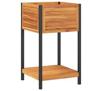 (45 x 45 x 80 cm) vidaXL Garden Planter with Shelf Outdoor Flower Pot Solid Wood Acacia & Steel
