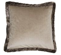 (45 x 45cm, Taupe) Riva Home Kiruna Faux Fur Edged Velvet Style Square Cushion Cover