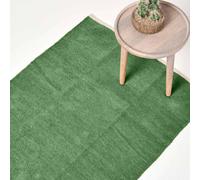 Homescapes 100% Cotton Plain Chenille Rug in Dark Olive | Size: 45 cm x 70 cm Homescapes Dark Olive 45 cm x 70 cm