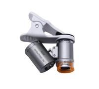 45 X Mobile Phone Clip Microscope Banknote Detection LED UV Light Magnifying Glass Mini for Antique Jewelry Appraisal(Grey 60X LED)