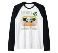 45 Year Old Level 45th Unlocked Birthday Gamer Since 1980 Raglan Baseball Tee