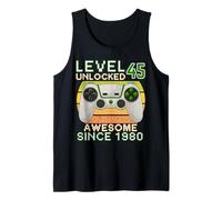 45 Year Old Level 45th Unlocked Birthday Gamer Since 1980 Tank Top