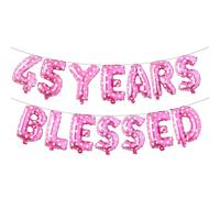 45 Years Blessed Multicolor Glitter Balloon Banner, 45th Birthday/Wedding Anniversary Party Decorations Bunting Sign Backdrops (45 YEARS BLESSED Pink Heart)