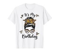 45 Years Old Girl 45th Birthday Messy Bun Happy Birthday 45 T-Shirt