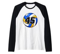 45 Years Old Number 45 Sport Volleyball Player 45th Birthday Raglan Baseball Tee