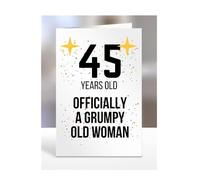 45 Years Old, Officially a Grumpy Old Woman Card, Funny, Joke, Gift, 45th Happy Birthday, Presents for Mum, Mummy, Grandma, Wife, Aunt, Her, Female, A5-164_88