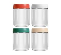 450 ml Airtight Glass Jar with Lid - 4 Units Transparent Containers for Night Oats - Storage for Fruits Cereals Sauces Vegetables Legumes Yogurt Prepared Food