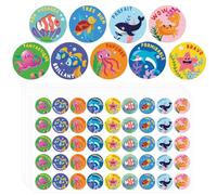450 Pcs French Inspirational Stickers 1 inch Cartoon Motivational Decals Cadeaux Pour Enseignants Classroom Rewards Labels of Teacher Supplies (Ocean Theme)